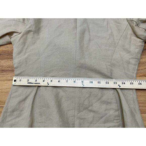 Harold's Women's 8 Brown Blazer Linen Coat Notch Lapel Single-Breasted Business - Picture 7 of 8